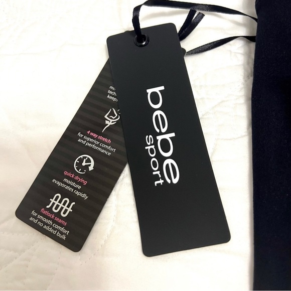 NWT BEBE SPORT LASER CUT LOGO BLACK CAPRI LEGGINGS - Picture 9 of 10